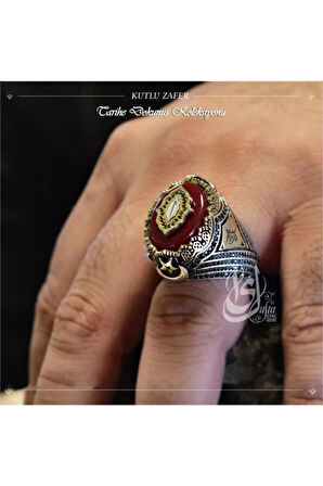 Islam Usta Tasarımı Kutlu Zafer Gümüş Erkek Yüzük