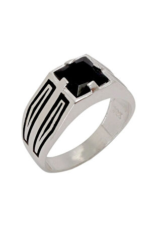 Zirkon Taşlı Kibar Model Gümüş Erkek Yüzük