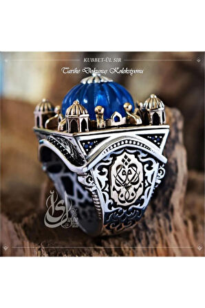 Islam Usta Tasarımı Kubbet-ül Sır Gümüş Erkek Yüzük 925 Ayar