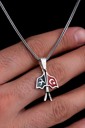 3 Hilal Lila Gümüş Erkek Kolye Zincir Küçük Boy