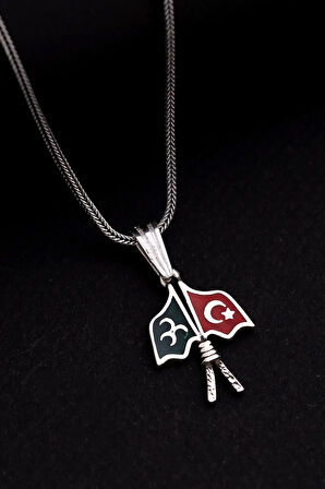 3 Hilal Lila Gümüş Erkek Kolye Zincir Küçük Boy