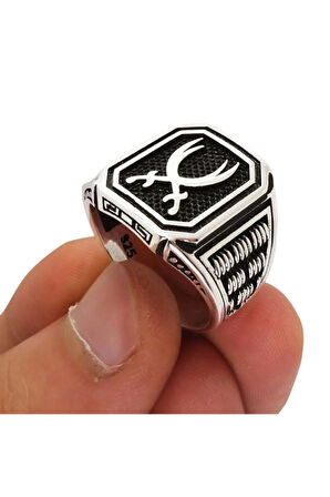 Çift Zülfikarlı Gümüş Erkek Yüzük