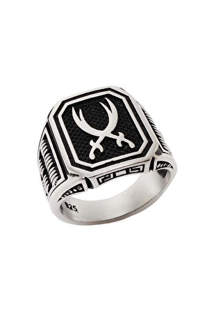 Çift Zülfikarlı Gümüş Erkek Yüzük