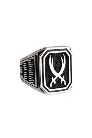 Çift Zülfikarlı Gümüş Erkek Yüzük