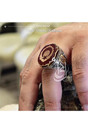 Islam Usta Tasarımı Efsunkar Gümüş Erkek Yüzük