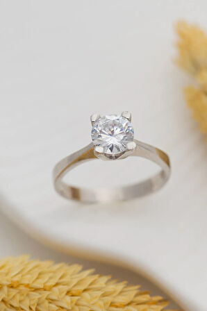 Gümüş Tektaş Kadın Gümüş Yüzük