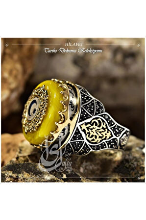 Islam Usta Tasarımı Hilafet Gümüş Erkek Yüzük