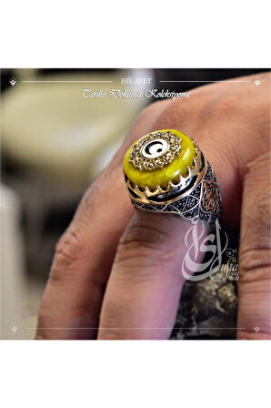 Islam Usta Tasarımı Hilafet Gümüş Erkek Yüzük