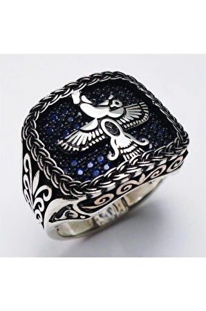 Ahura Mazda Zerdüşt Gümüş Erkek Yüzük Lüks Model