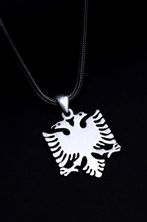 Erkek Gümüş Kolye - Arnavut Bayrağı Figürlü Erkek Gümüş Kolye