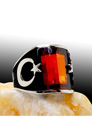 Ayyıldız Erkek Gümüş Yüzük 3 Farklı Renk Seçeneği