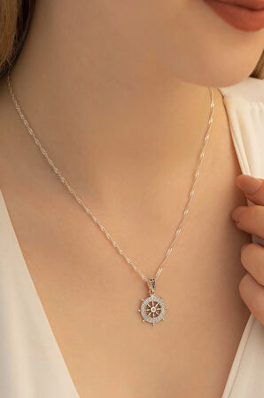 Gemi Dümeni Gümüş Kadın Kolye Zincir