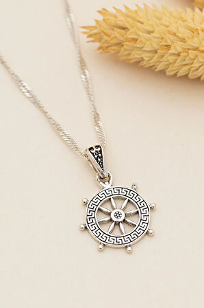 Gemi Dümeni Gümüş Kadın Kolye Zincir