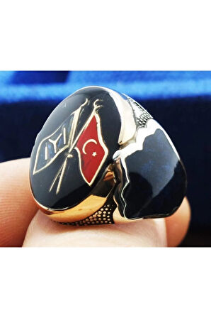 Gümüş Erkek Yüzük Iyı Ve Ayyıldız Sancaklı Lüks Model