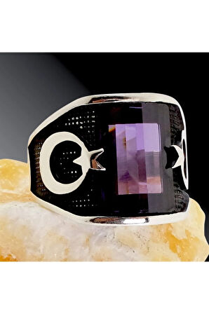 Ayyıldız Erkek Gümüş Yüzük 3 Farklı Renk Seçeneği