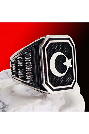 Ayyıldız Gümüş Erkek Yüzük