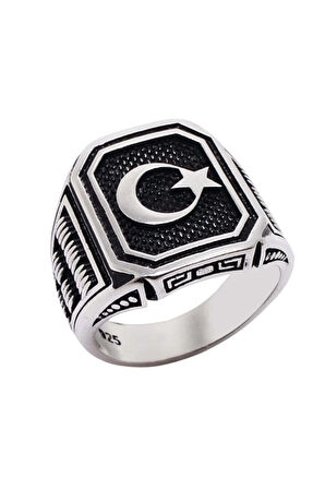 Ayyıldız Gümüş Erkek Yüzük