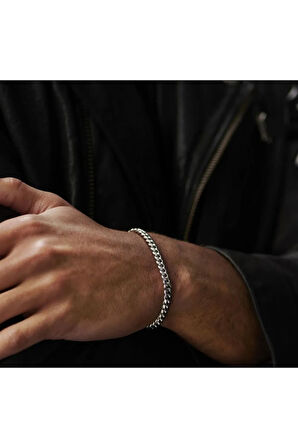 Erkek Gümüş Bileklik - Gurmet 925 Ayar Gümüş Erkek Bileklik Künye 5.5mm