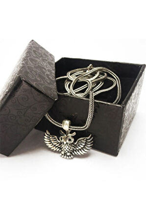 Baykuş Erkek Gümüş Kolye Zincir