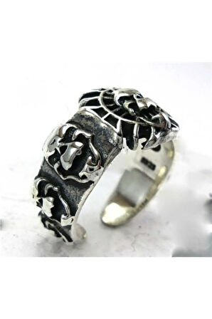 Erkek  Gotik Kurukafa Skull Gümüş Yüzük