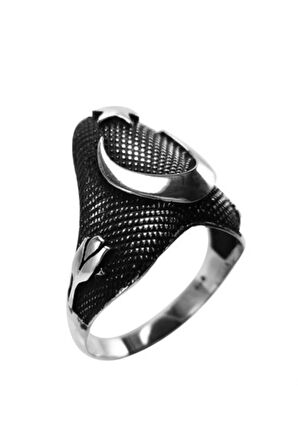 Erkek Gümüş Zihgir Okçu Yüzüğü Ayyıldız Model