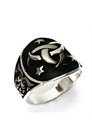 Gümüş Erkek Yüzük Teşkilatı Mahsusa Motifli