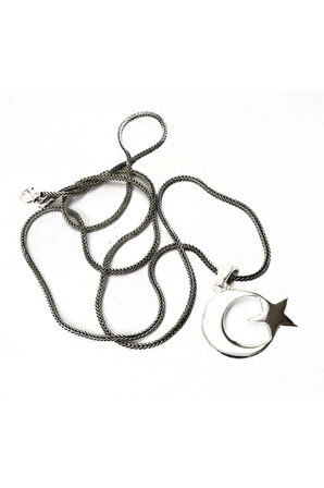 Parlak Lila Gümüş Kolye Zincir