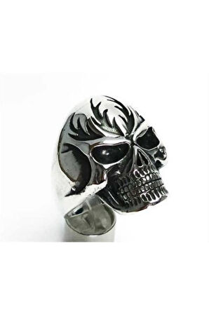 Gotik Maskeli Kurukafa Gümüş Erkek Yüzüğü