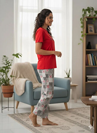 KADIN KIRMIZI PİJAMA TAKIM