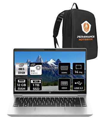 HP ProBook 440 G10 İ5 1334U 12GB RAM 1TB SSD 14'' FHD IPS FDOS Dizüstü Bilgisayar & PER4 ÇANTA 
