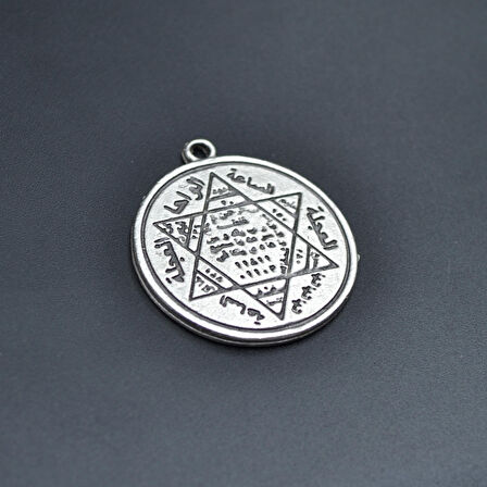 Hz. Süleyman Tılsım Mührü Kolye Ucu - Gümüş Kaplama - Kod:104