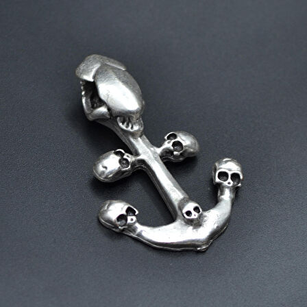 Kuru Kafa Deniz Çapa Kolye Ucu - Antik Gümüş Kaplama - Kod:144