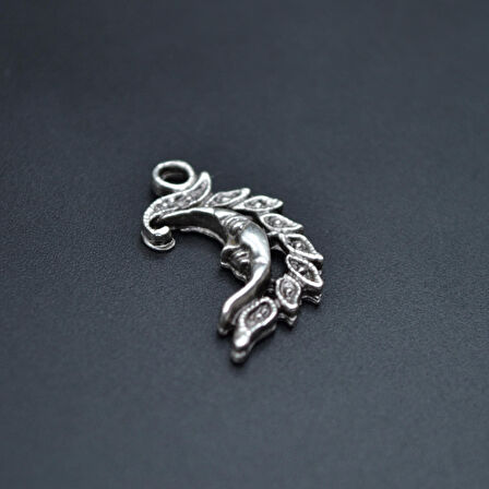 Minimal Ay Dede Kolye Ucu - Antik Gümüş Kaplama - Kod:279