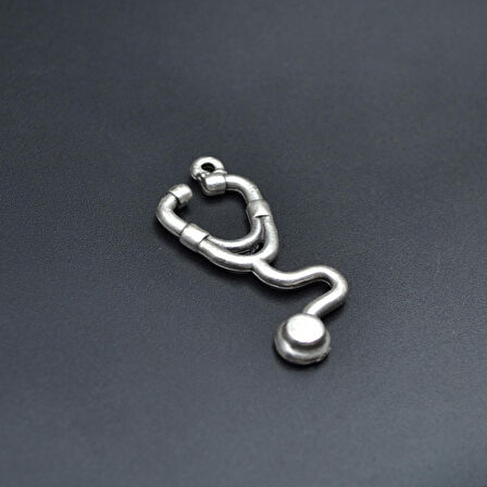 Doktor Steteskop Kolye Ucu - Antik Gümüş Kaplama - Kod:154