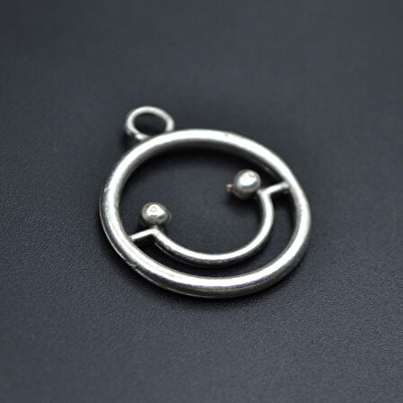 Minimal Gülen Yüz- Smile Kolye Ucu - Antik Gümüş Kaplama - Kod:204