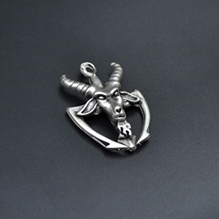 Pagan - Keçi Şeytan Kolye Ucu - Antik Gümüş Kaplama - Kod:153