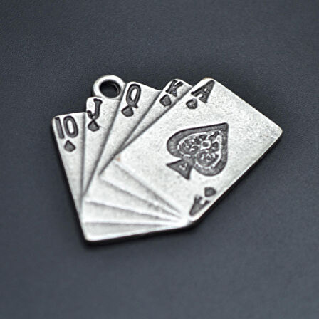 Poker İskambil Kolye Ucu - Antik Gümüş Kaplama - Kod:65