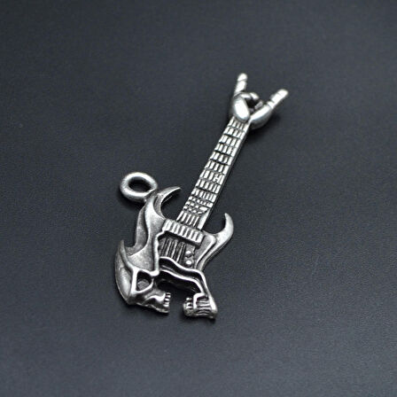 Kuru Kafa Elektro Gitar Kolye Ucu - Antik Gümüş Kaplama - Kod:143