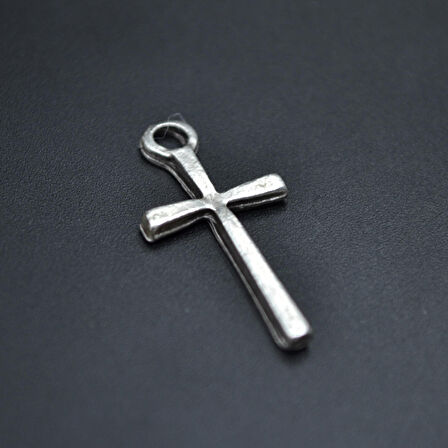 Minimal Haç Kolye Ucu - Antik Gümüş Kaplama - Kod:34
