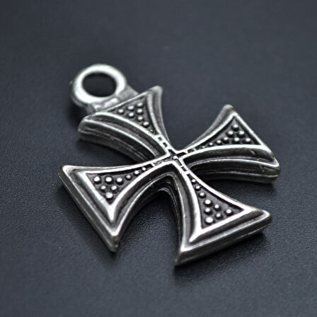 Desenli Gamalı Haç Kolye Ucu - Antik Gümüş Kaplama - Kod:46