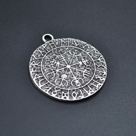 Vegvisir Viking Pusulası Kolye Ucu - Antik Gümüş Kaplama - Kod:282