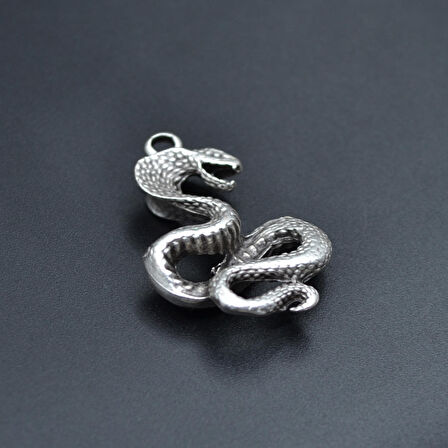Kobra Yılan Kolye Ucu - Antik Gümüş Kaplama - Kod:224