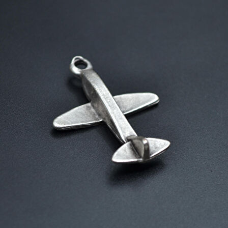 Minimal Uçak Kolye Ucu - Antik Gümüş Kaplama - Kod:136