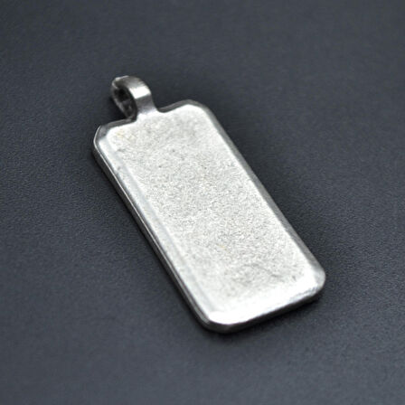 Geometrik - Dikdörtgen Kolye Ucu - Antik Gümüş Kaplama - Kod:170