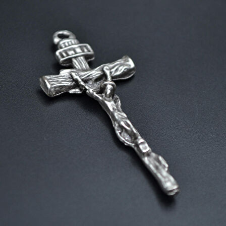 Hz. İsa Haç Kolye Ucu - Antik Gümüş Kaplama - Kod:225
