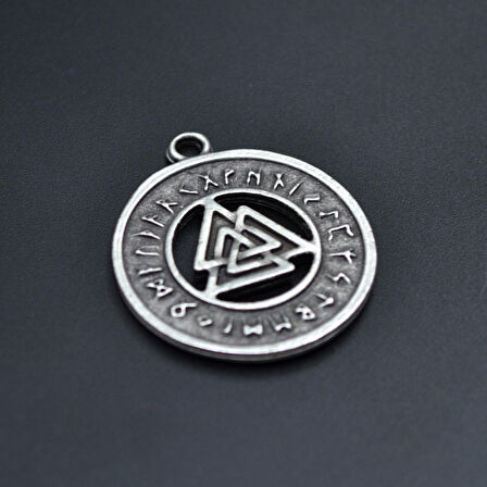 Viking Run Büyülü Sembol Kolye Ucu - Antik Gümüş Kaplama - Kod:24