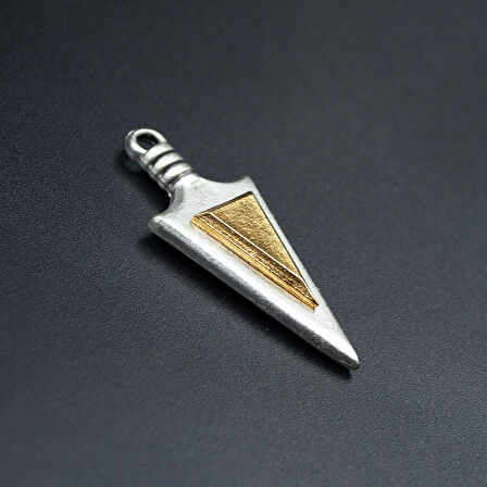 Ok Ucu Üçgen Kolye Ucu - Antik Gümüş Kaplama - Kod:1615