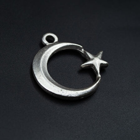 Ay Yıldız Kolye Ucu - Antik Gümüş Kaplama - Kod:1610