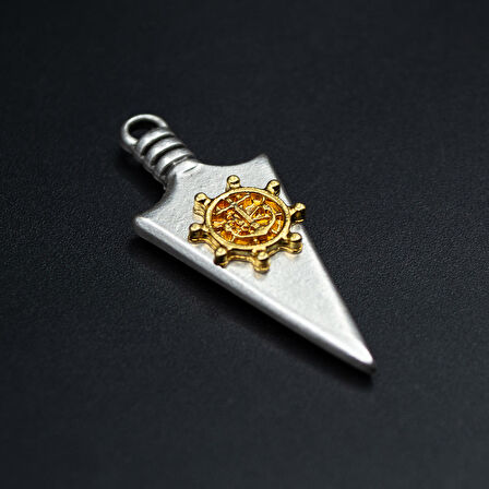 Ok Ucu Dümen Figürlü Kolye Ucu - Antik Gümüş Kaplama - Kod:1616