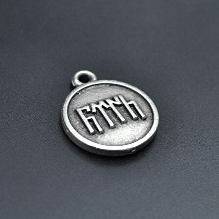 Göktürkçe Türk Madalyon Kolye Ucu - Antik Gümüş Kaplama - Kod:268